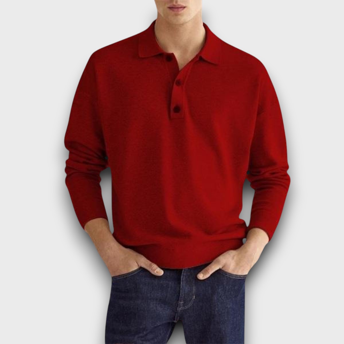 Pull polo à manches longues pour homme