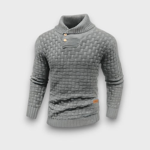 Pull en maille texturée avec patte de boutonnage (homme)