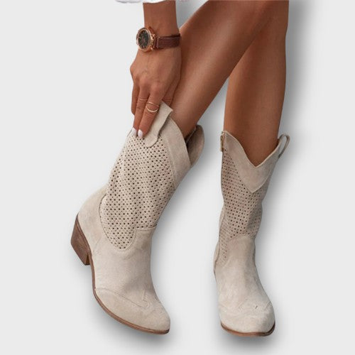 Bottes femme style cowboy avec motif ajouré