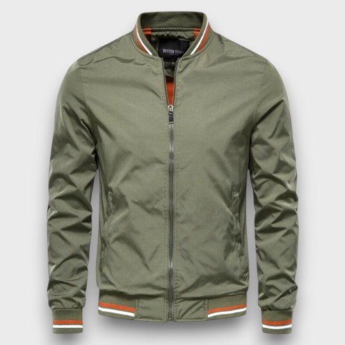Veste universitaire légère zippée avec détails à rayures (homme)