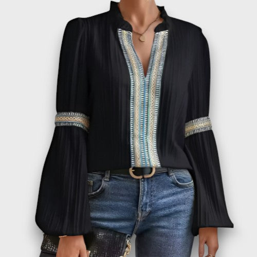 Blouse bohème broderie manches longues (femme)