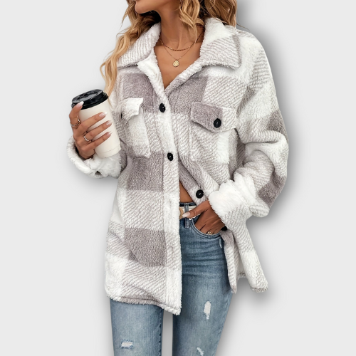 Veste en polaire à carreaux femme