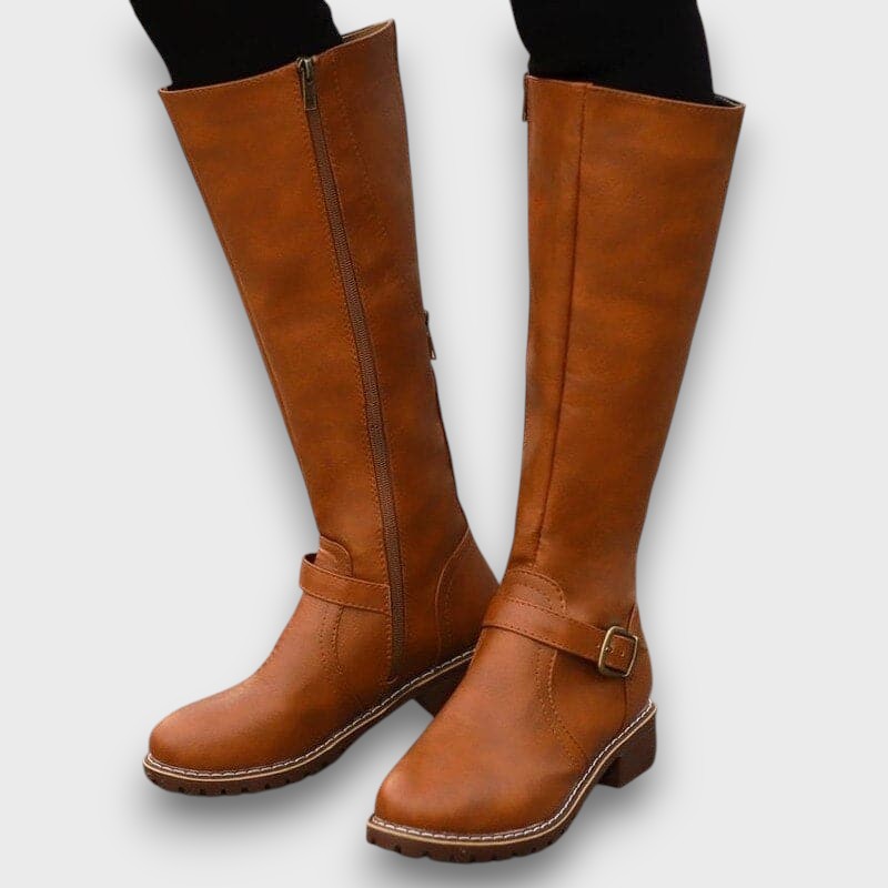 Bottes cavalières femme en similicuir