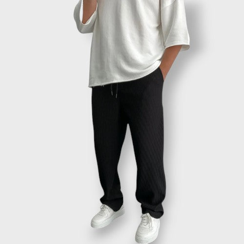 Pantalon ample à rayures en tissu (homme)