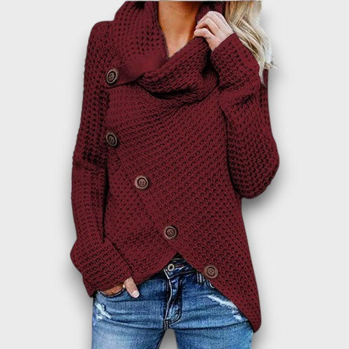 Pull femme en maille avec boutons