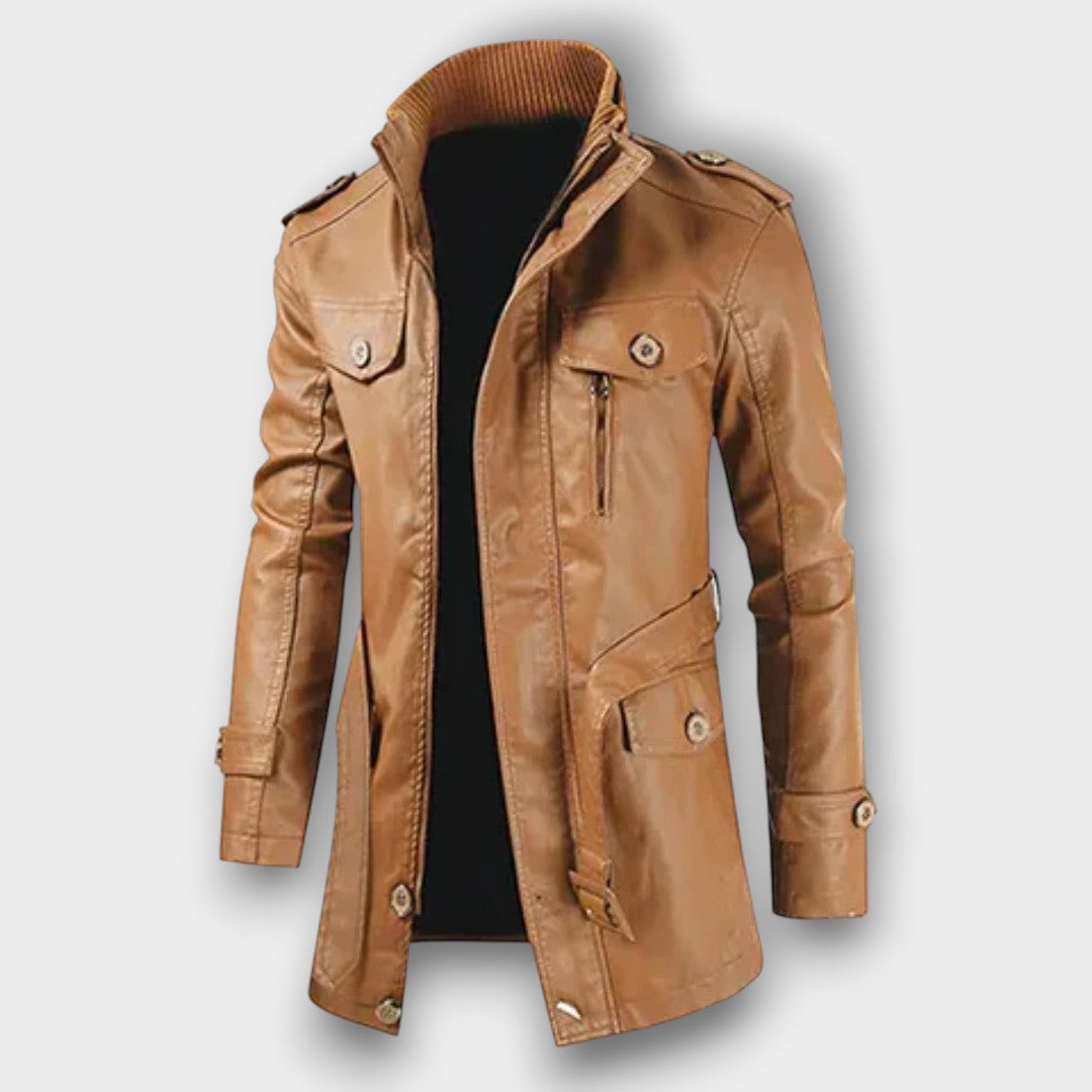 Veste en cuir longue style biker (homme)
