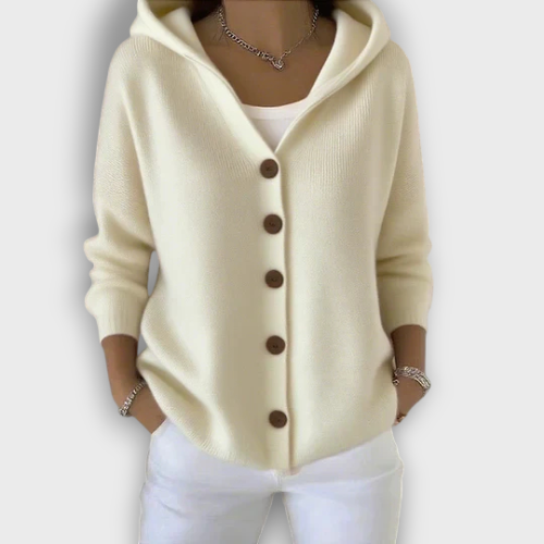 Cardigan en maille à capuche avec boutons