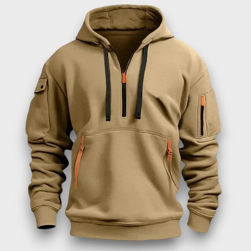 Sweat à capuche zippé avec détails contrastés (homme)