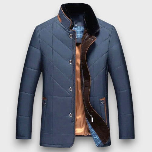 Veste matelassée à col montant avec doublure contrastée (homme)