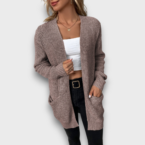 Gilet femme en maille à coupe ouverte