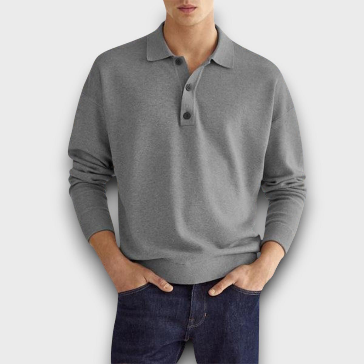 Pull polo à manches longues pour homme
