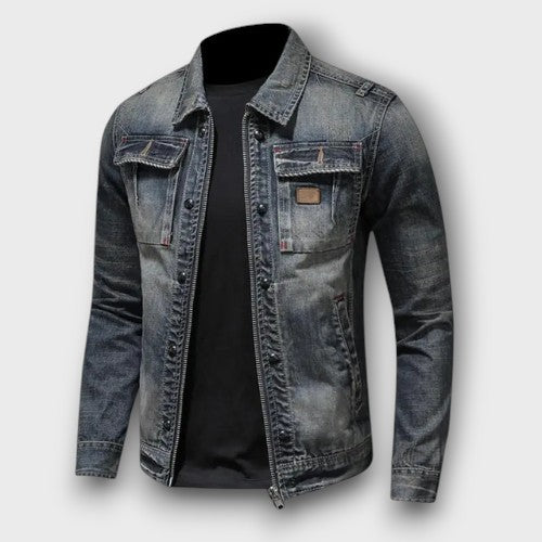 Veste en jean avec fermeture éclair et poches poitrine (homme)