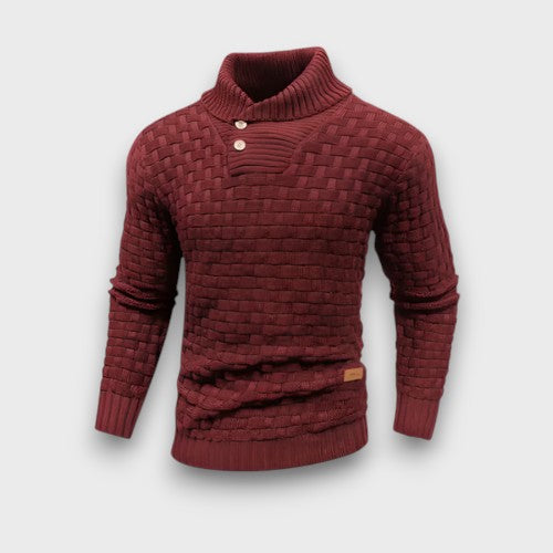 Pull en maille texturée avec patte de boutonnage (homme)
