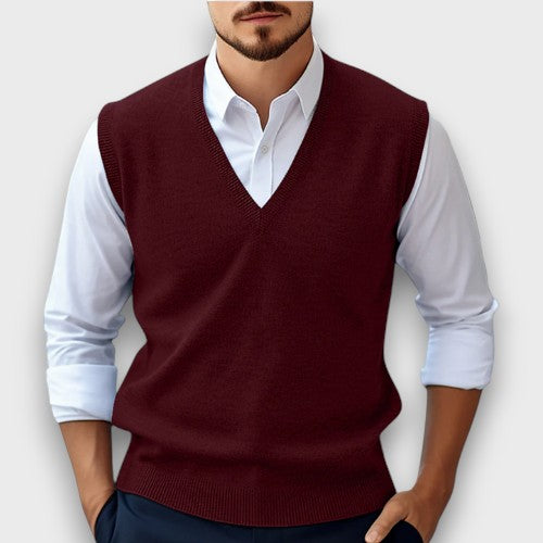 Pull sans manches à col en V (homme)