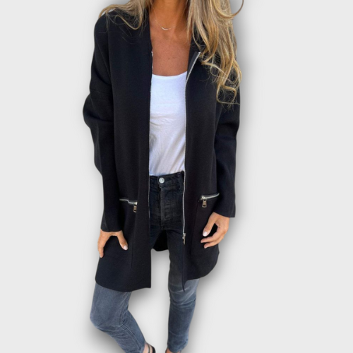 Gilet long pour femme avec fermeture éclair