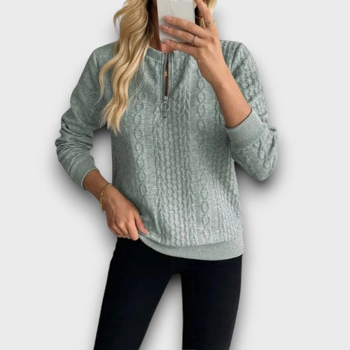 Pull femme en maille avec fermeture éclair