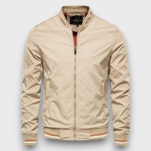 Veste universitaire légère zippée avec détails à rayures (homme)