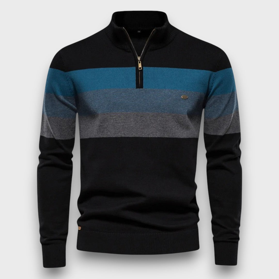 Pull homme zippé à rayures