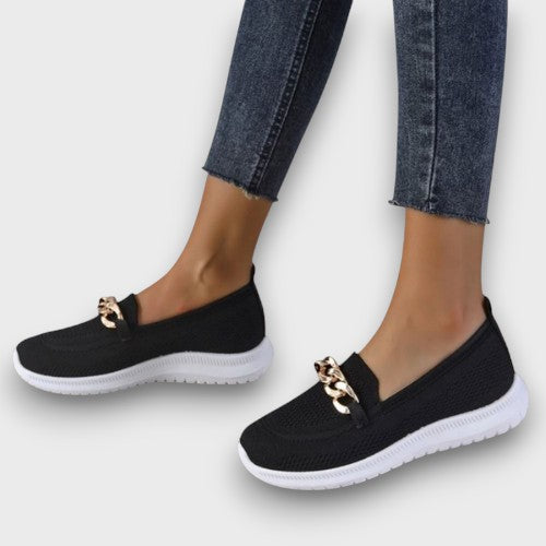 Baskets femme à enfiler avec chaîne dorée