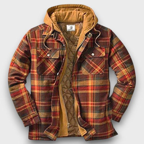 Veste à carreaux doublée avec capuche (homme)