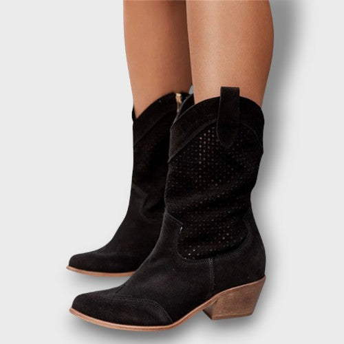 Bottes femme style cowboy avec motif ajouré