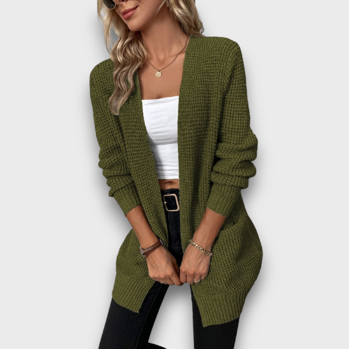 Gilet femme en maille à coupe ouverte