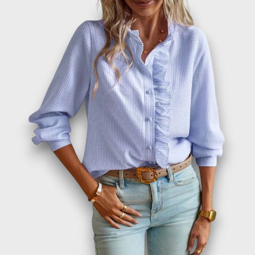 Blouse rayée volants manches longues (femme)