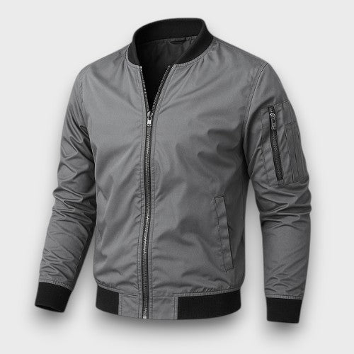 Blouson bomber classique avec fermeture éclair et bords côtelés (homme)