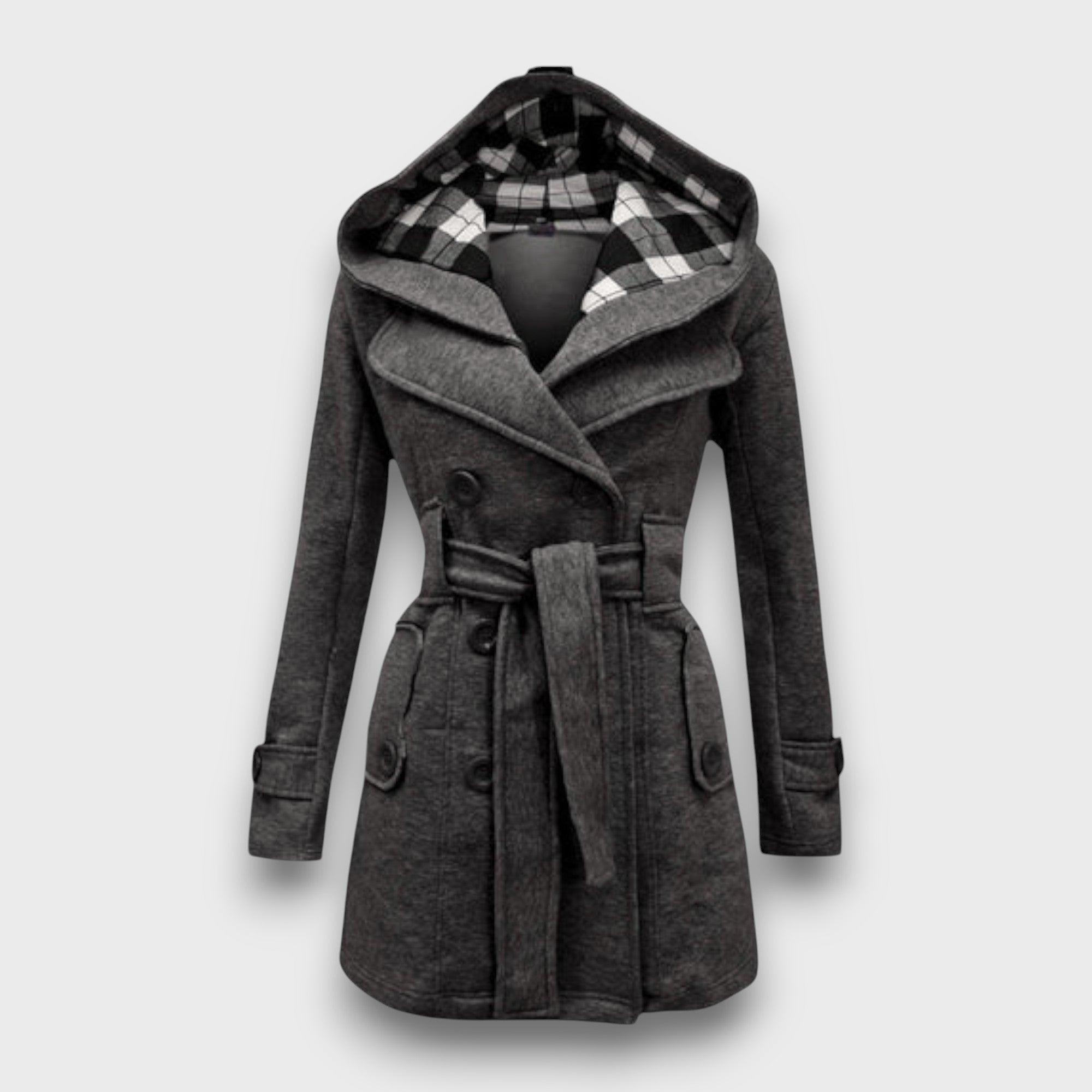 Trench-coat femme avec capuche et ceinture