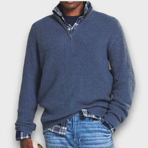 Pull à demi-zip en maille côtelée (homme)