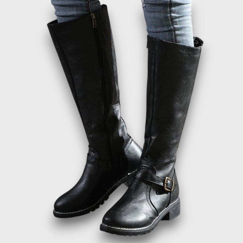 Bottes cavalières femme en similicuir