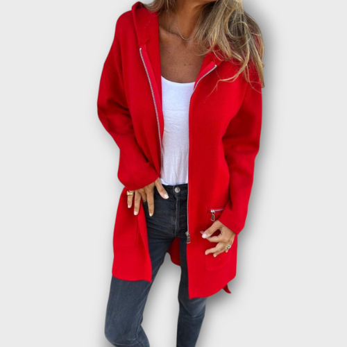 Gilet long pour femme avec fermeture éclair