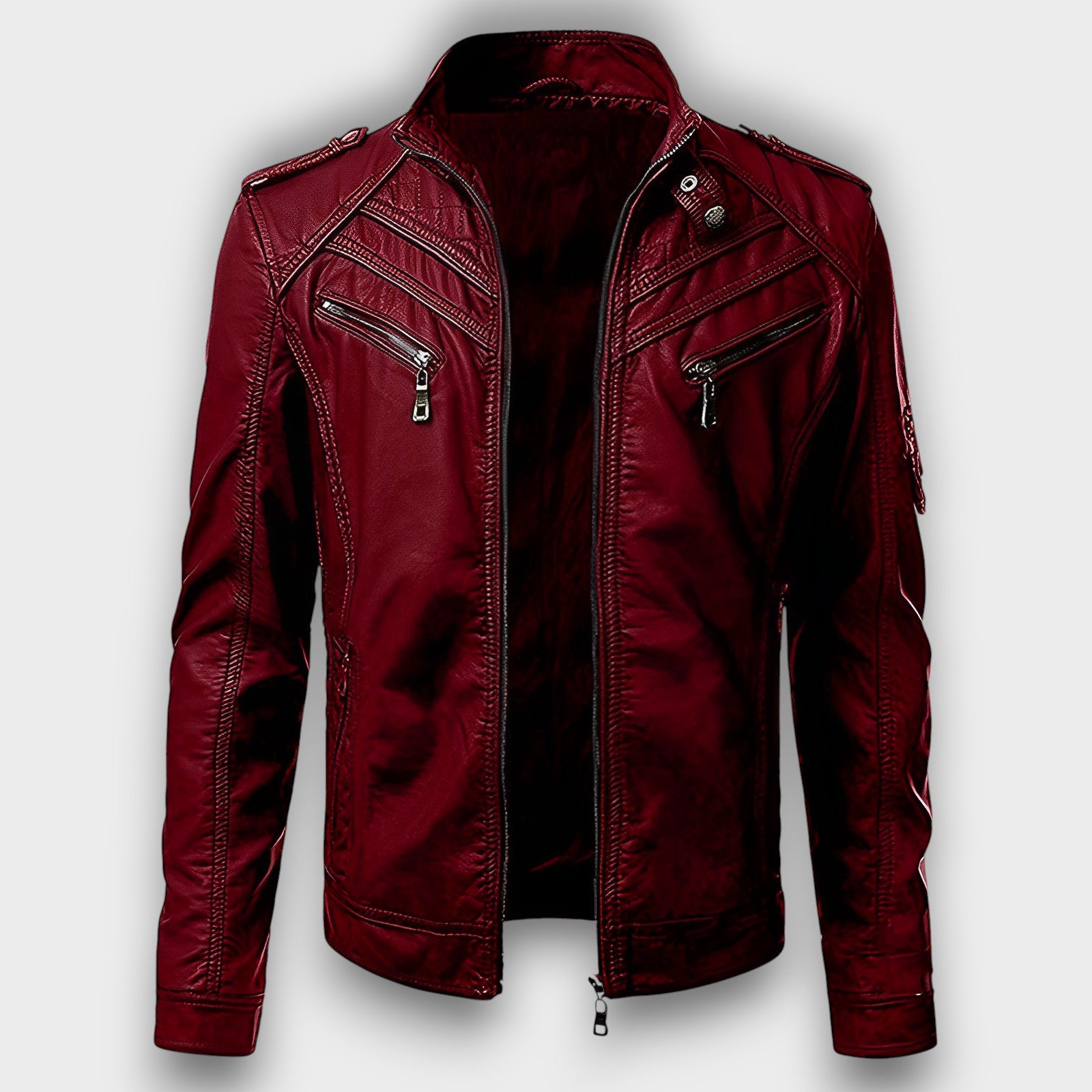 Veste biker en similicuir avec poches zippées (homme)