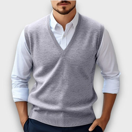 Pull sans manches à col en V (homme)