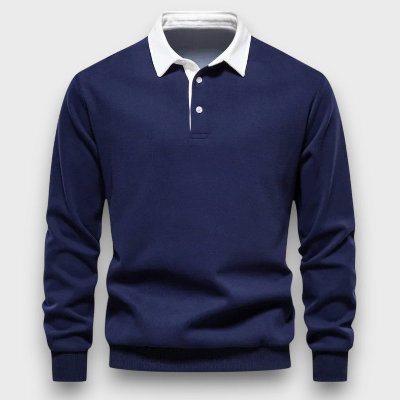 Pull polo homme à col contrasté