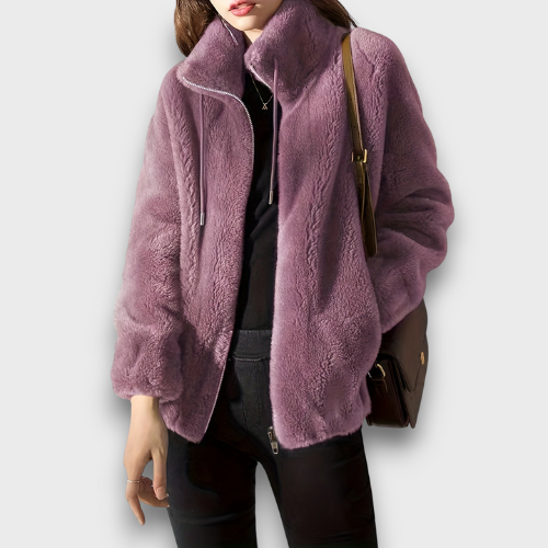 Veste femme en peluche avec fermeture éclair