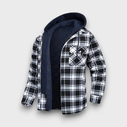 Veste chemise à carreaux doublée avec capuche (homme)