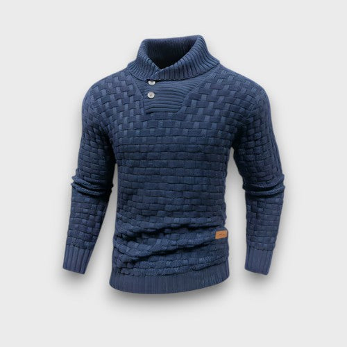 Pull en maille texturée avec patte de boutonnage (homme)