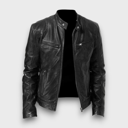 Veste en cuir classique style motard (homme)