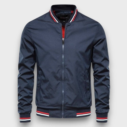 Veste universitaire légère zippée avec détails à rayures (homme)
