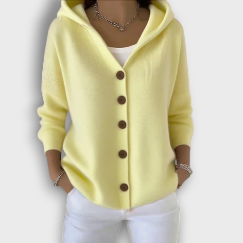 Cardigan en maille à capuche avec boutons