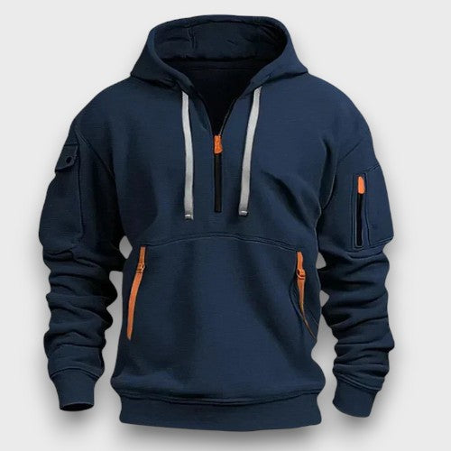 Sweat à capuche zippé avec détails contrastés (homme)
