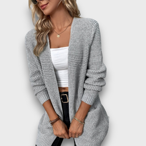 Gilet femme en maille à coupe ouverte