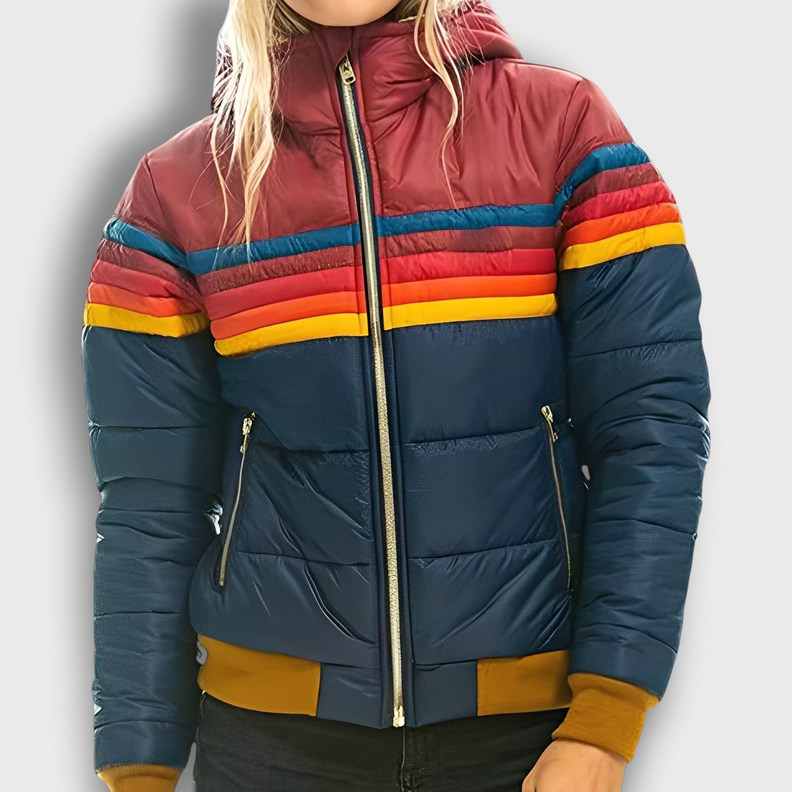 Doudoune femme à motif rayures rétro