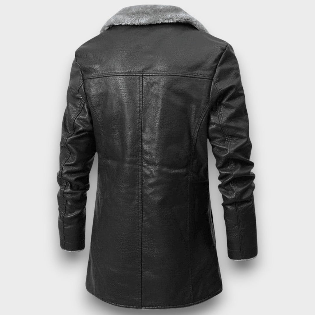 Veste en similicuir doublée avec col en fourrure (homme)