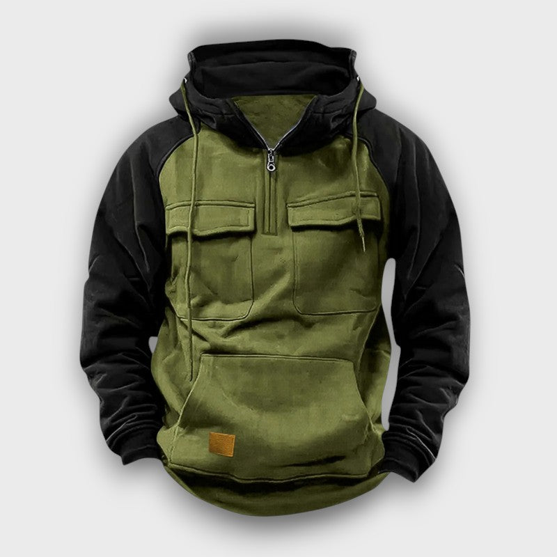 Sweat à capuche bicolore avec poches poitrine (homme)