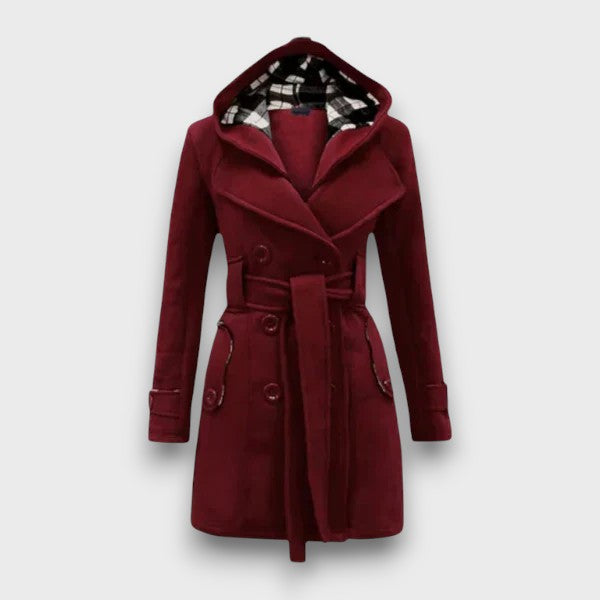 Manteau avec ceinture et capuche élégant (femme)