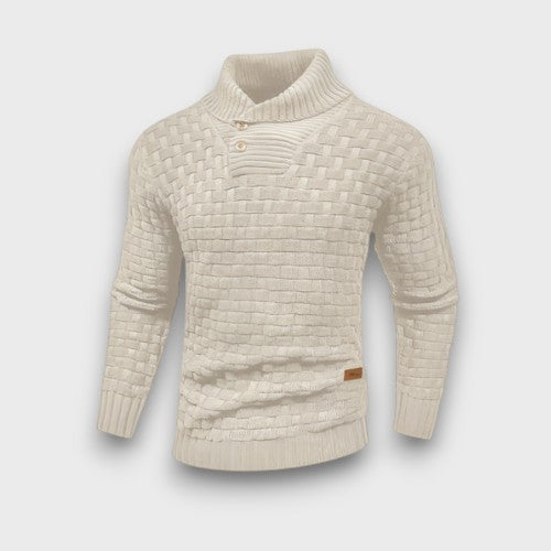 Pull en maille texturée avec patte de boutonnage (homme)