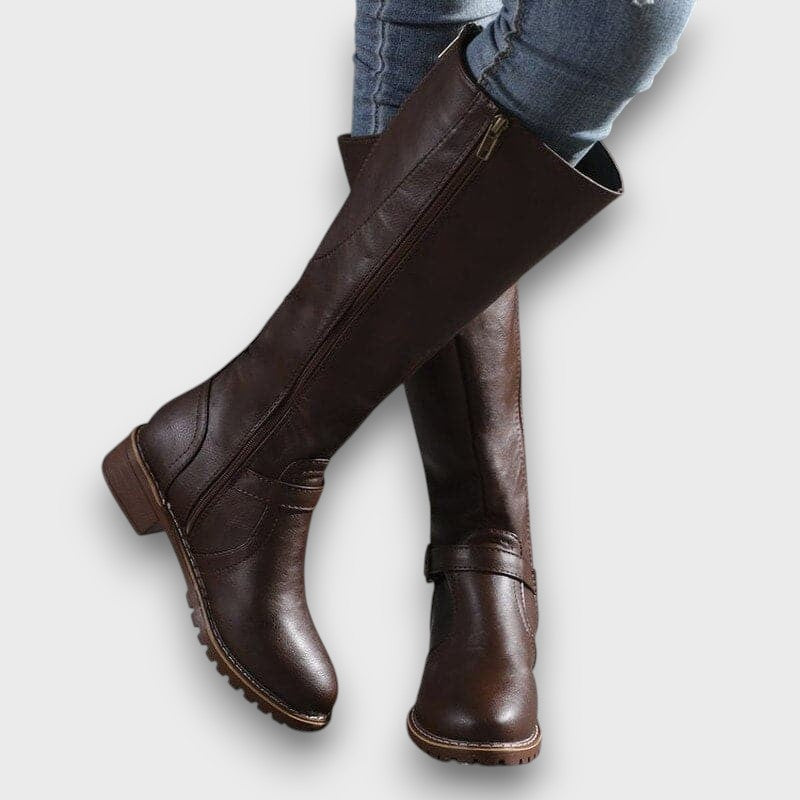 Bottes cavalières femme en similicuir