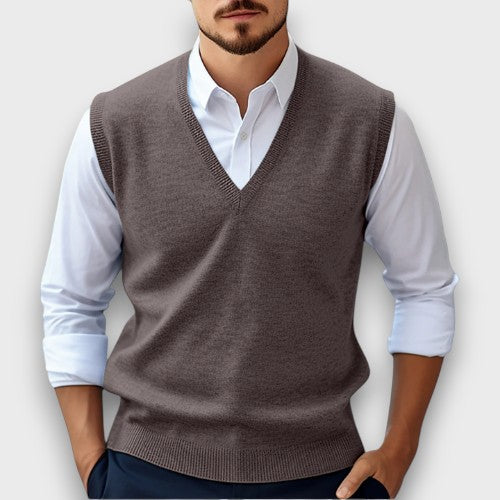 Pull sans manches à col en V (homme)